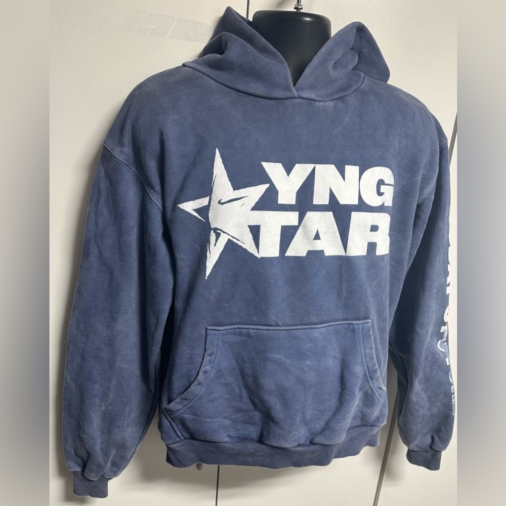 YNG STAR Blue Stressed Unisex Hoodie